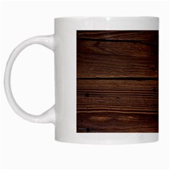 Rustic Dark Brown Wood Wooden Fence Background Elegant White Mugs by yoursparklingshop