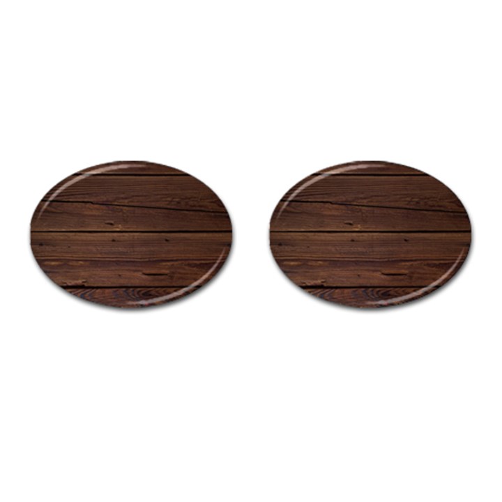 Rustic Dark Brown Wood Wooden Fence Background Elegant Cufflinks (Oval)