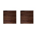 Rustic Dark Brown Wood Wooden Fence Background Elegant Cufflinks (Square) Front(Pair)