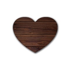 Rustic Dark Brown Wood Wooden Fence Background Elegant Rubber Coaster (heart)  by yoursparklingshop