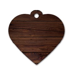 Rustic Dark Brown Wood Wooden Fence Background Elegant Dog Tag Heart (one Side) by yoursparklingshop