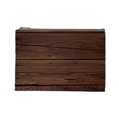 Rustic Dark Brown Wood Wooden Fence Background Elegant Cosmetic Bag (large)  by yoursparklingshop