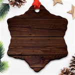 Rustic Dark Brown Wood Wooden Fence Background Elegant Ornament (Snowflake) Front