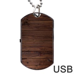 Rustic Dark Brown Wood Wooden Fence Background Elegant Dog Tag Usb Flash (two Sides) by yoursparklingshop