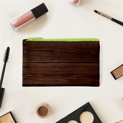 Rustic Dark Brown Wood Wooden Fence Background Elegant Cosmetic Bag (xs) by yoursparklingshop