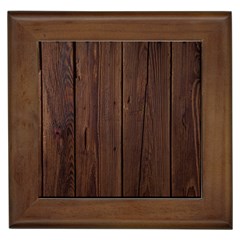 Rustic Dark Brown Wood Wooden Fence Background Elegant Natural Country Style Framed Tiles by yoursparklingshop