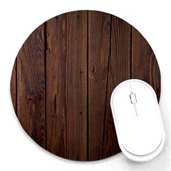 Rustic Dark Brown Wood Wooden Fence Background Elegant Natural Country Style Round Mousepads by yoursparklingshop