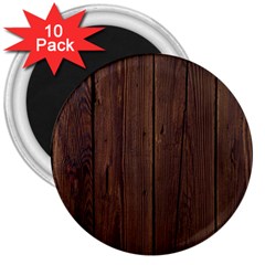 Rustic Dark Brown Wood Wooden Fence Background Elegant Natural Country Style 3  Magnets (10 Pack)  by yoursparklingshop