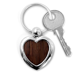 Rustic Dark Brown Wood Wooden Fence Background Elegant Natural Country Style Key Chains (heart)  by yoursparklingshop