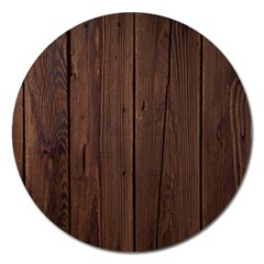 Rustic Dark Brown Wood Wooden Fence Background Elegant Natural Country Style Magnet 5  (round) by yoursparklingshop