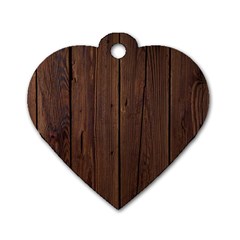 Rustic Dark Brown Wood Wooden Fence Background Elegant Natural Country Style Dog Tag Heart (two Sides) by yoursparklingshop