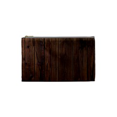 Rustic Dark Brown Wood Wooden Fence Background Elegant Natural Country Style Cosmetic Bag (small)  by yoursparklingshop