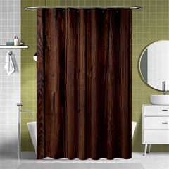 Rustic Dark Brown Wood Wooden Fence Background Elegant Natural Country Style Shower Curtain 48  X 72  (small)  by yoursparklingshop