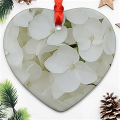 Hydrangea Flowers Blossom White Floral Elegant Bridal Chic Ornament (Heart)