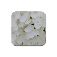 Hydrangea Flowers Blossom White Floral Elegant Bridal Chic Rubber Square Coaster (4 Pack)  by yoursparklingshop