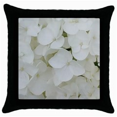 Hydrangea Flowers Blossom White Floral Elegant Bridal Chic Throw Pillow Case (black) by yoursparklingshop