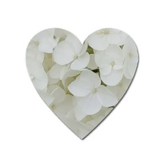 Hydrangea Flowers Blossom White Floral Elegant Bridal Chic Heart Magnet by yoursparklingshop