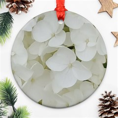 Hydrangea Flowers Blossom White Floral Elegant Bridal Chic Round Ornament (Two Sides)