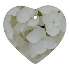 Hydrangea Flowers Blossom White Floral Elegant Bridal Chic Heart Ornament (two Sides) by yoursparklingshop