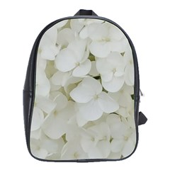 Hydrangea Flowers Blossom White Floral Elegant Bridal Chic School Bag (large) by yoursparklingshop