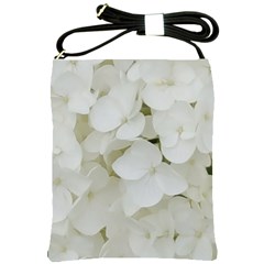 Hydrangea Flowers Blossom White Floral Elegant Bridal Chic Shoulder Sling Bags by yoursparklingshop