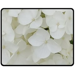 Hydrangea Flowers Blossom White Floral Elegant Bridal Chic Fleece Blanket (Medium) 