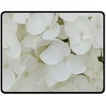 Hydrangea Flowers Blossom White Floral Elegant Bridal Chic Double Sided Fleece Blanket (Medium)  58.8 x47.4  Blanket Back