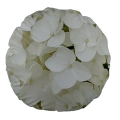 Hydrangea Flowers Blossom White Floral Elegant Bridal Chic Large 18  Premium Flano Round Cushions