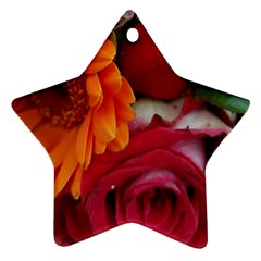 Floral Photography Orange Red Rose Daisy Elegant Flowers Bouquet Ornament (star) by yoursparklingshop