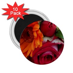 Floral Photography Orange Red Rose Daisy Elegant Flowers Bouquet 2 25  Magnets (10 Pack)  by yoursparklingshop