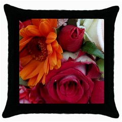 Floral Photography Orange Red Rose Daisy Elegant Flowers Bouquet Throw Pillow Case (black) by yoursparklingshop