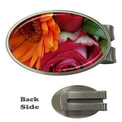 Floral Photography Orange Red Rose Daisy Elegant Flowers Bouquet Money Clips (oval)  by yoursparklingshop