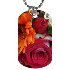 Floral Photography Orange Red Rose Daisy Elegant Flowers Bouquet Dog Tag (one Side)