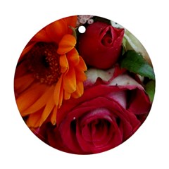 Floral Photography Orange Red Rose Daisy Elegant Flowers Bouquet Round Ornament (two Sides) by yoursparklingshop