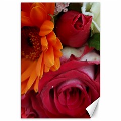 Floral Photography Orange Red Rose Daisy Elegant Flowers Bouquet Canvas 12  X 18  