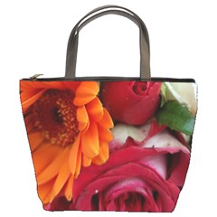 Floral Photography Orange Red Rose Daisy Elegant Flowers Bouquet Bucket Bags