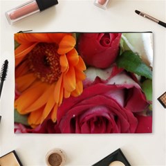 Floral Photography Orange Red Rose Daisy Elegant Flowers Bouquet Cosmetic Bag (xl) by yoursparklingshop