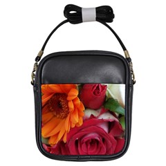 Floral Photography Orange Red Rose Daisy Elegant Flowers Bouquet Girls Sling Bags by yoursparklingshop