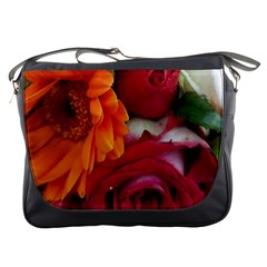 Floral Photography Orange Red Rose Daisy Elegant Flowers Bouquet Messenger Bags by yoursparklingshop