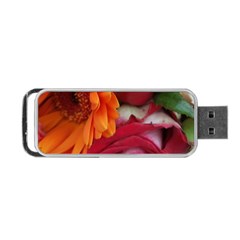 Floral Photography Orange Red Rose Daisy Elegant Flowers Bouquet Portable Usb Flash (two Sides) by yoursparklingshop