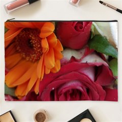 Floral Photography Orange Red Rose Daisy Elegant Flowers Bouquet Cosmetic Bag (xxxl)  by yoursparklingshop