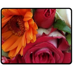 Floral Photography Orange Red Rose Daisy Elegant Flowers Bouquet Double Sided Fleece Blanket (medium)  by yoursparklingshop