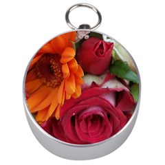 Floral Photography Orange Red Rose Daisy Elegant Flowers Bouquet Silver Compasses by yoursparklingshop