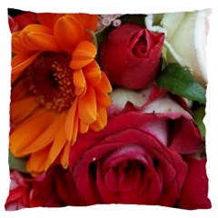 Floral Photography Orange Red Rose Daisy Elegant Flowers Bouquet Large Flano Cushion Case (two Sides)