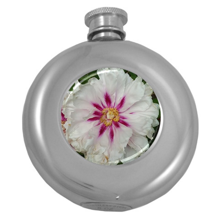 Floral Soft Pink Flower Photography Peony Rose Round Hip Flask (5 oz)