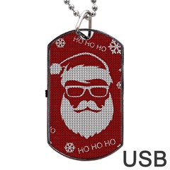 Ugly Christmas Sweater Dog Tag Usb Flash (one Side) by Valentinaart