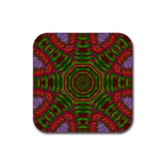 Feathers And Gold In The Sea Breeze For Peace Rubber Coaster (square)  by pepitasart