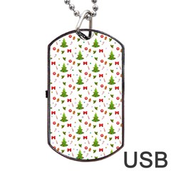 Christmas Pattern Dog Tag Usb Flash (two Sides) by Valentinaart