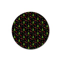 Christmas Pattern Rubber Coaster (round)  by Valentinaart