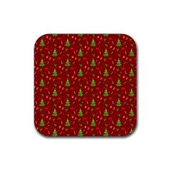 Christmas Pattern Rubber Coaster (square)  by Valentinaart